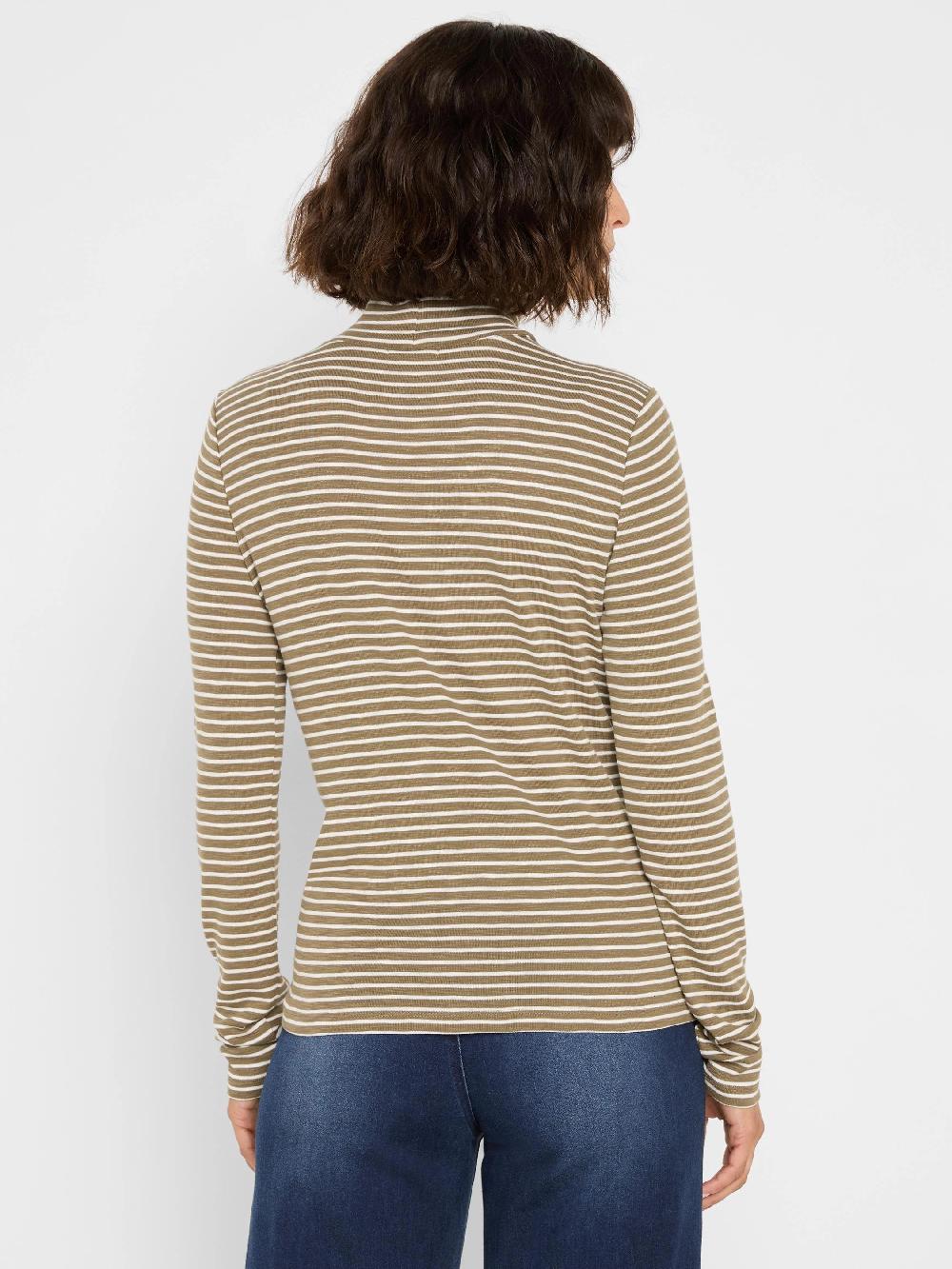 Nic Zoe NZT Striped Long Sleeve Mock Neck Tee