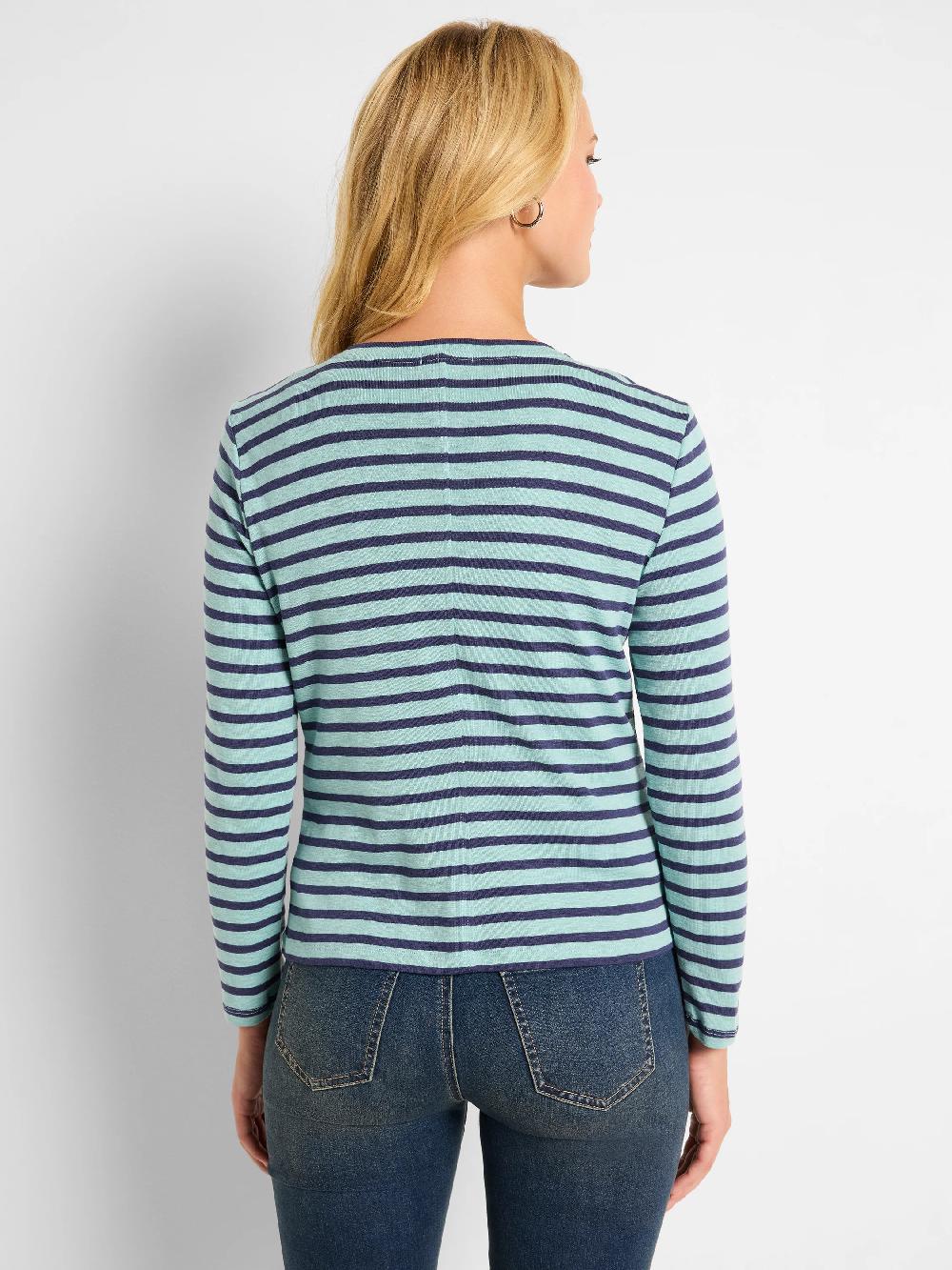 Nic Zoe NZT Striped Snap Front Cardigan