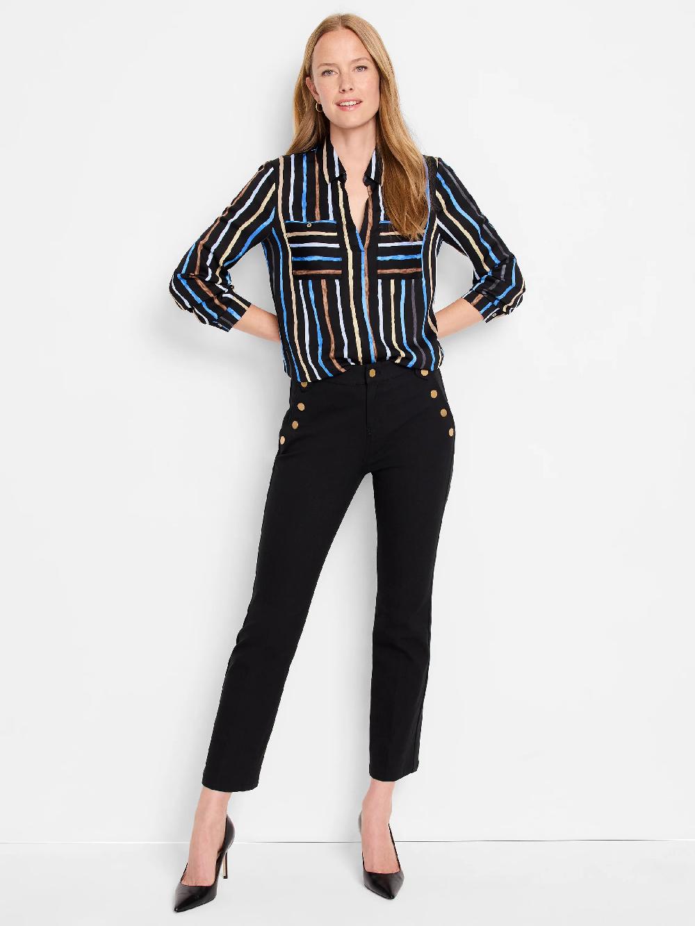 Nic Zoe Painted Stripe Onyx Top