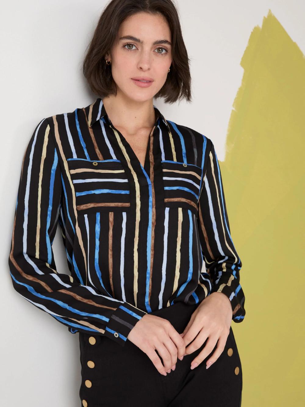 nic zoe Painted Stripe Onyx Top