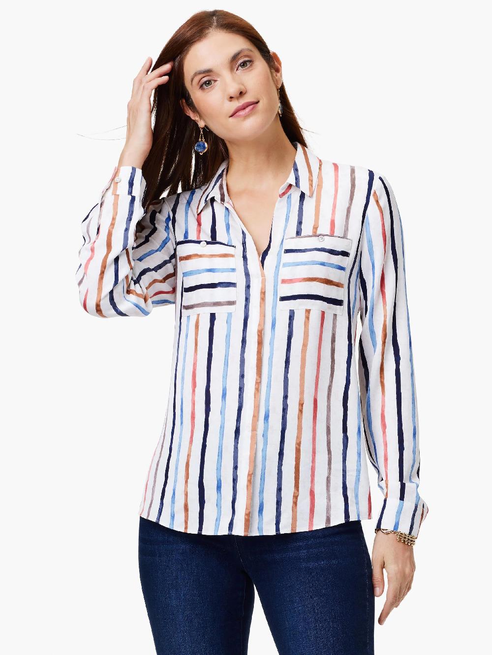 nic zoe Painted Stripe Top