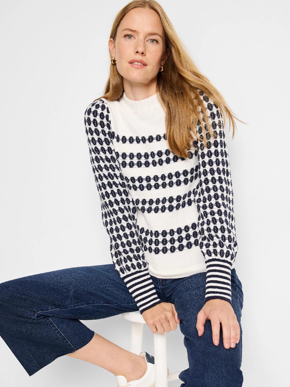 nic zoe Pattern Waffle Stitch Sweater