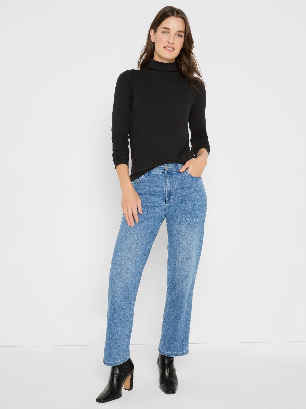 Nic Zoe Perfect Knit Rib Long Sleeve Mock Tee