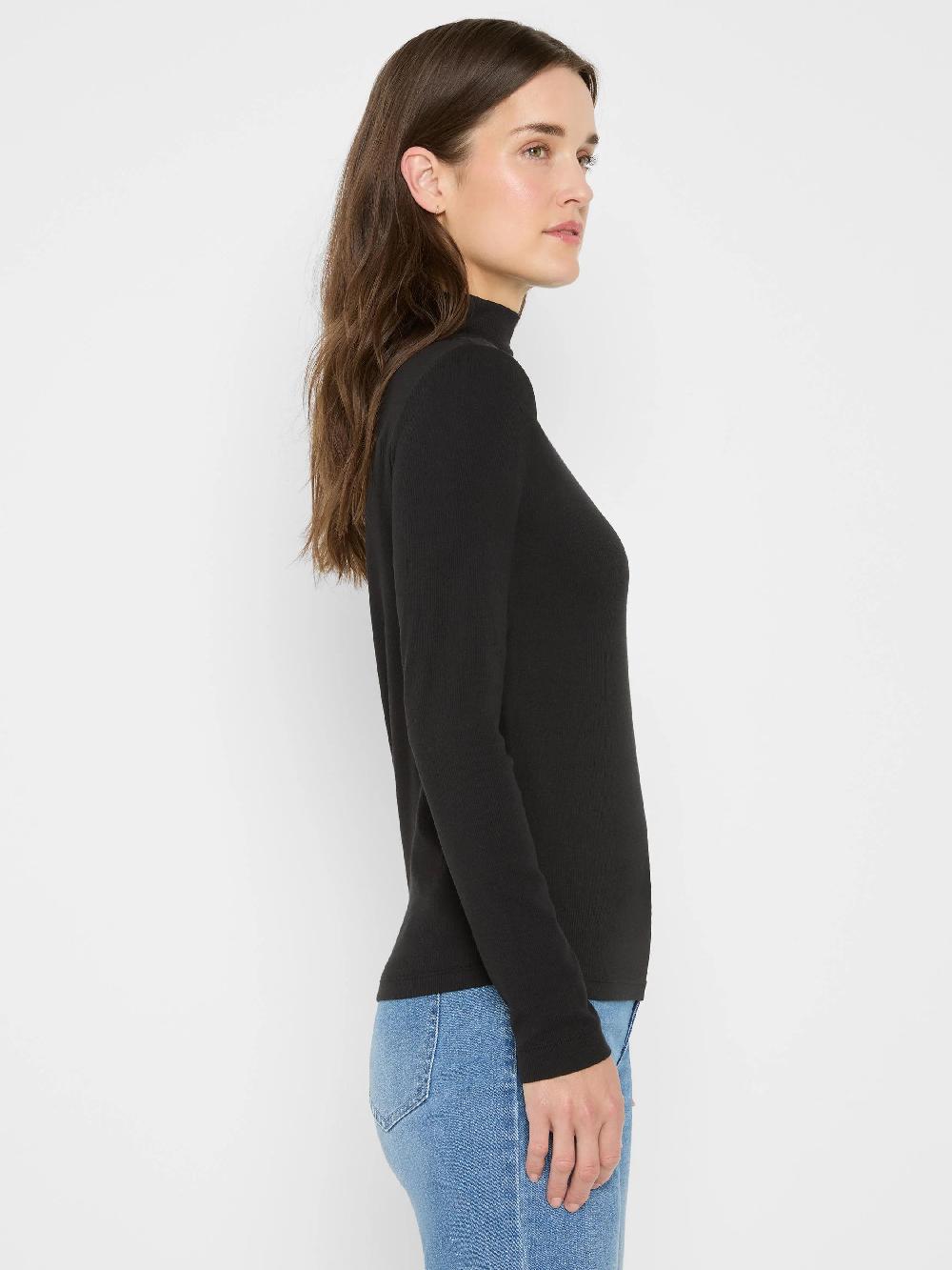Nic Zoe Perfect Knit Rib Long Sleeve Mock Tee