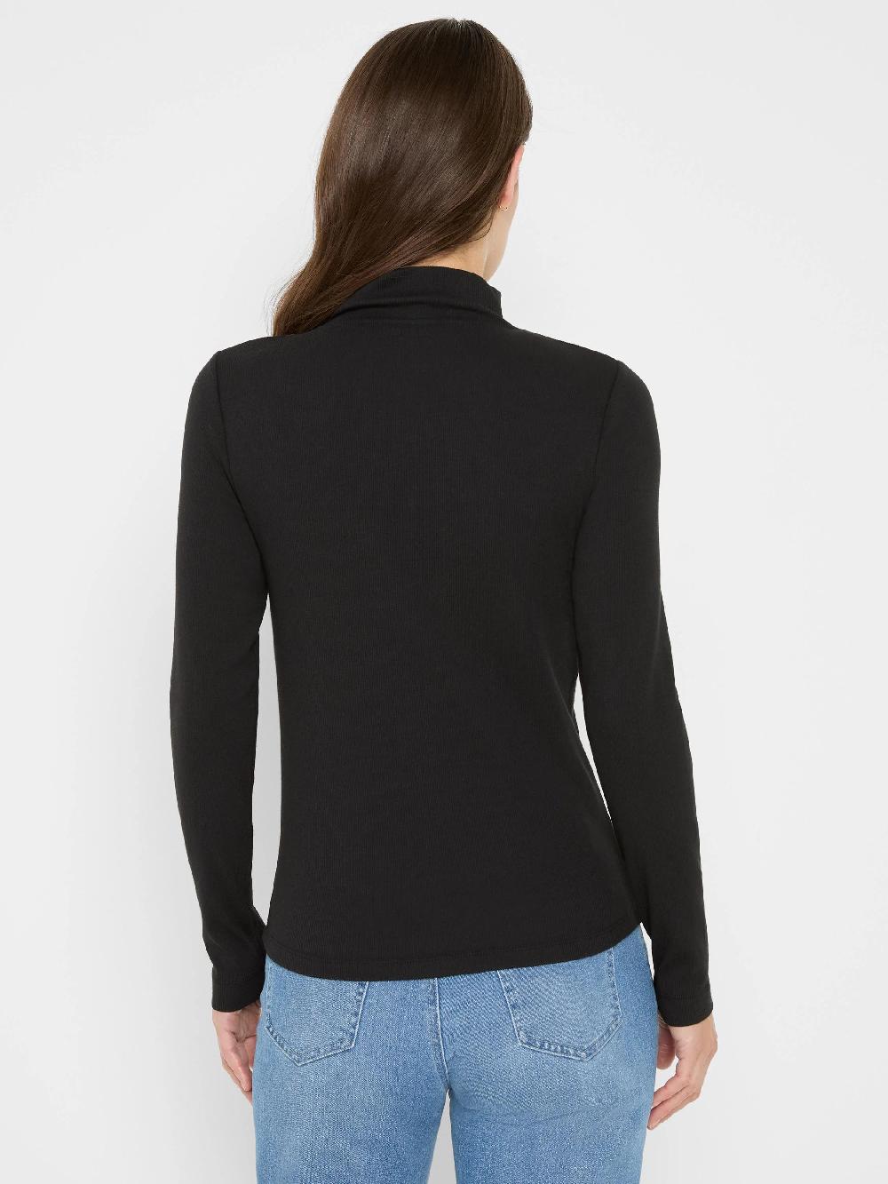 Nic Zoe Perfect Knit Rib Long Sleeve Mock Tee