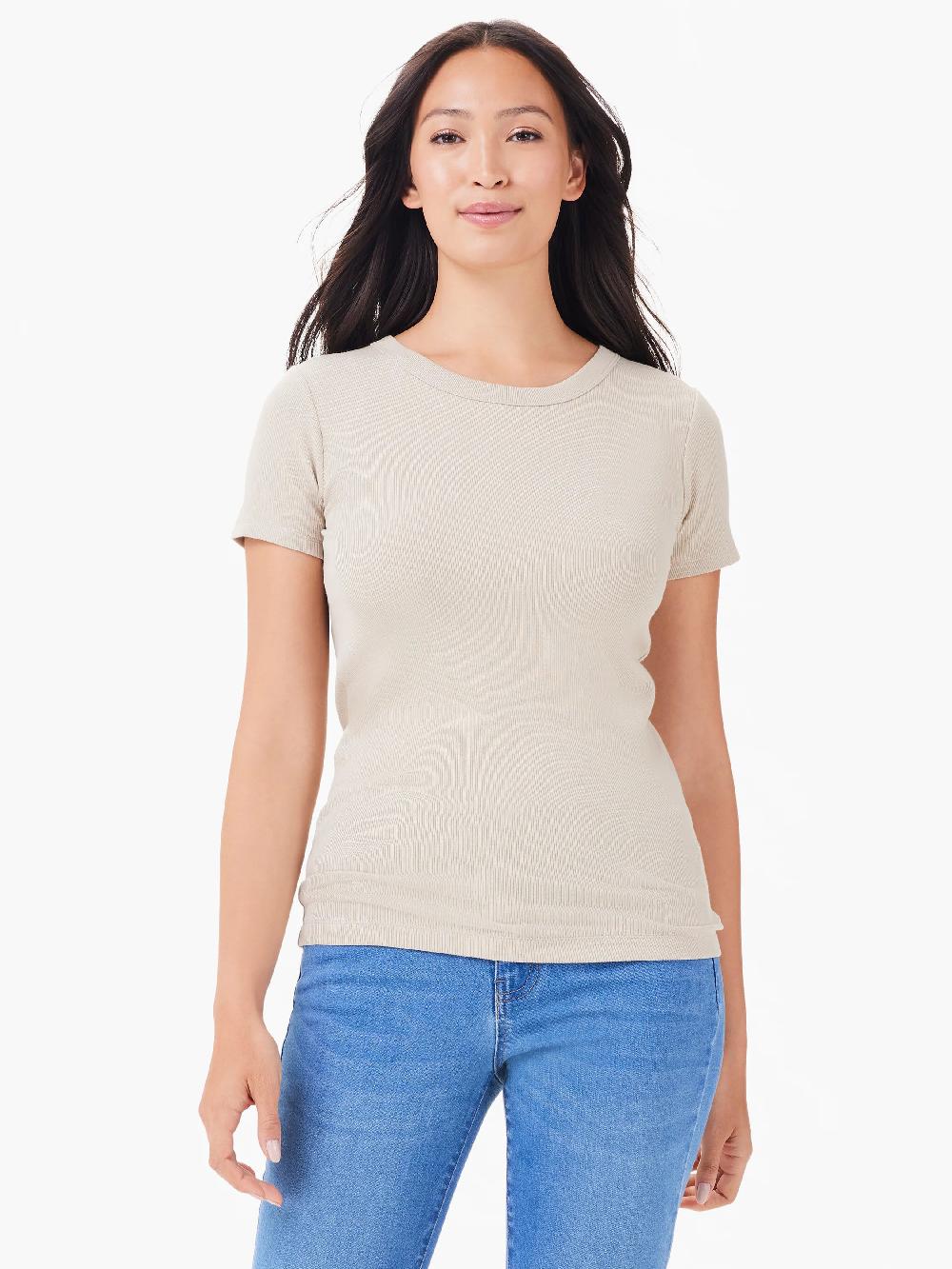 nic zoe Perfect Knit Rib Short Sleeve Crew Tee