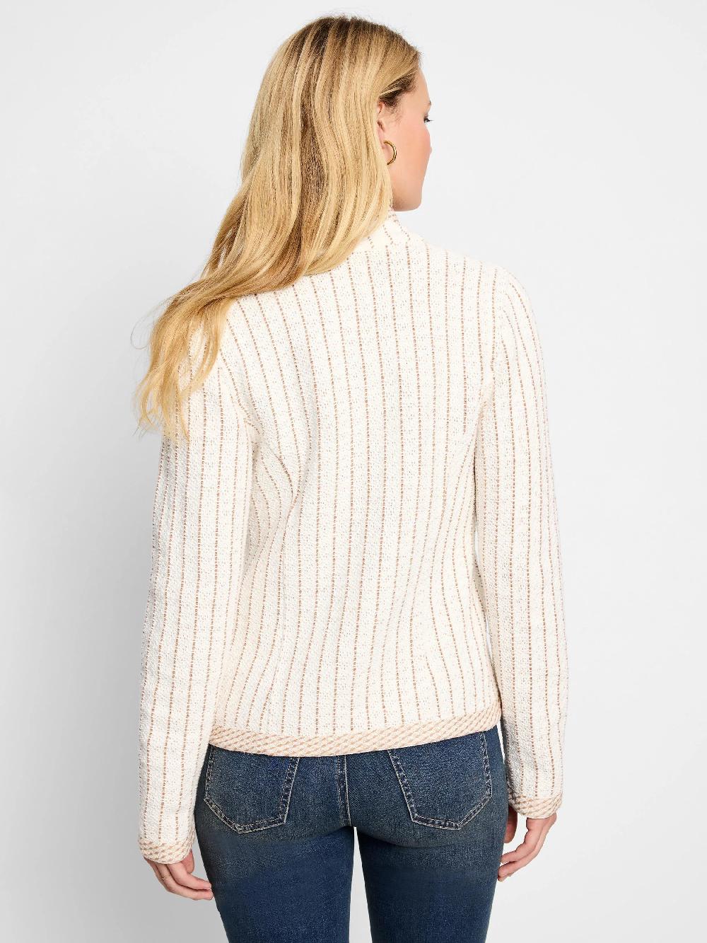 Nic Zoe Pinstripe Notch Collar Knit Jacket