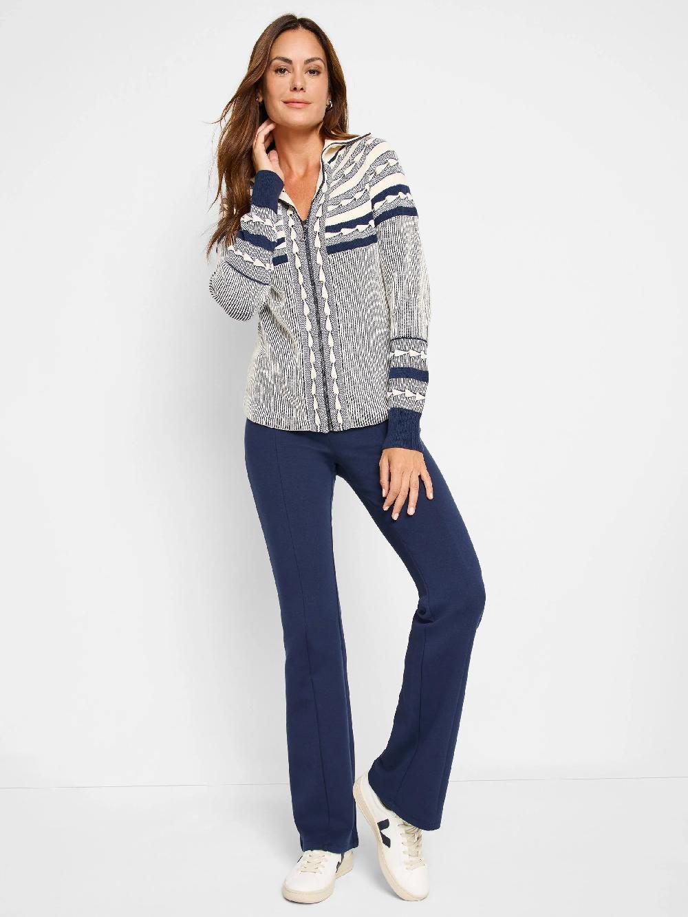 Nic Zoe Placed Fairisle Zip Front Cardigan