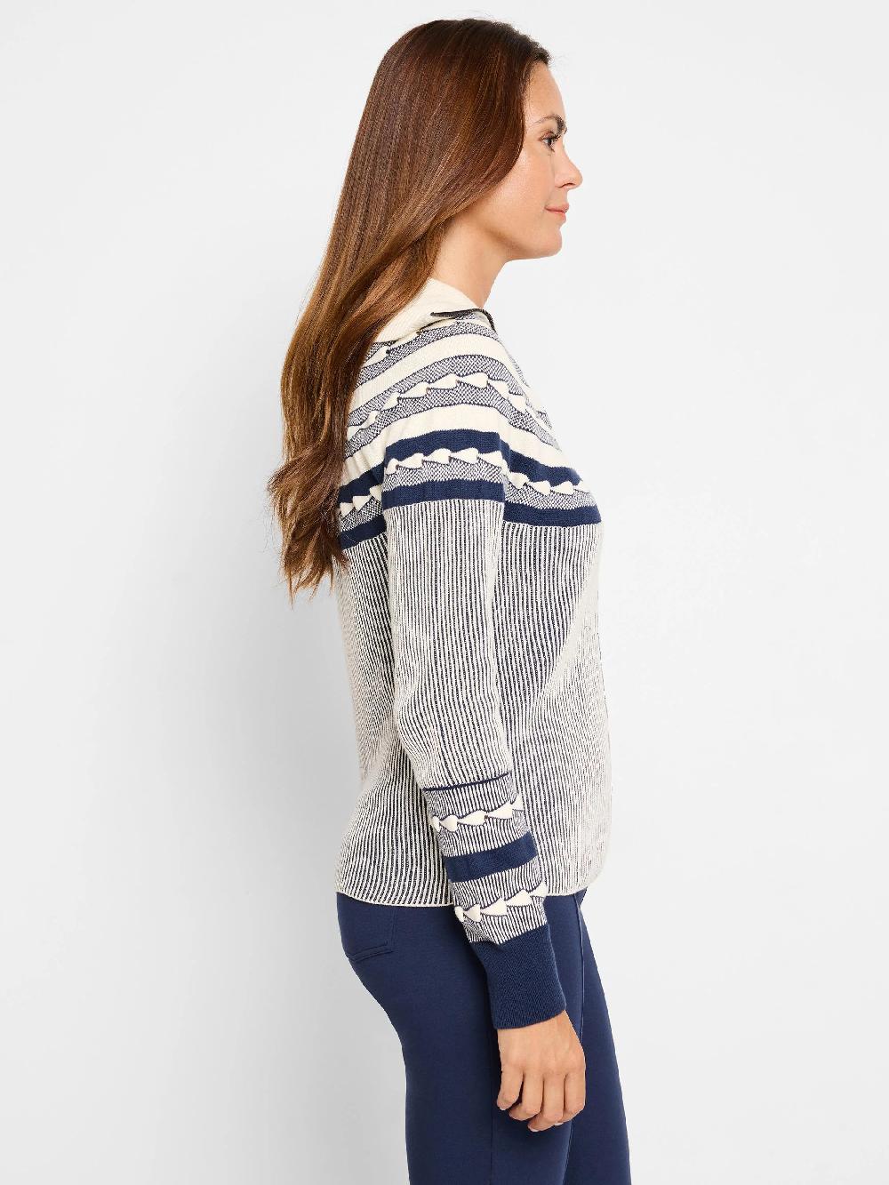 Nic Zoe Placed Fairisle Zip Front Cardigan
