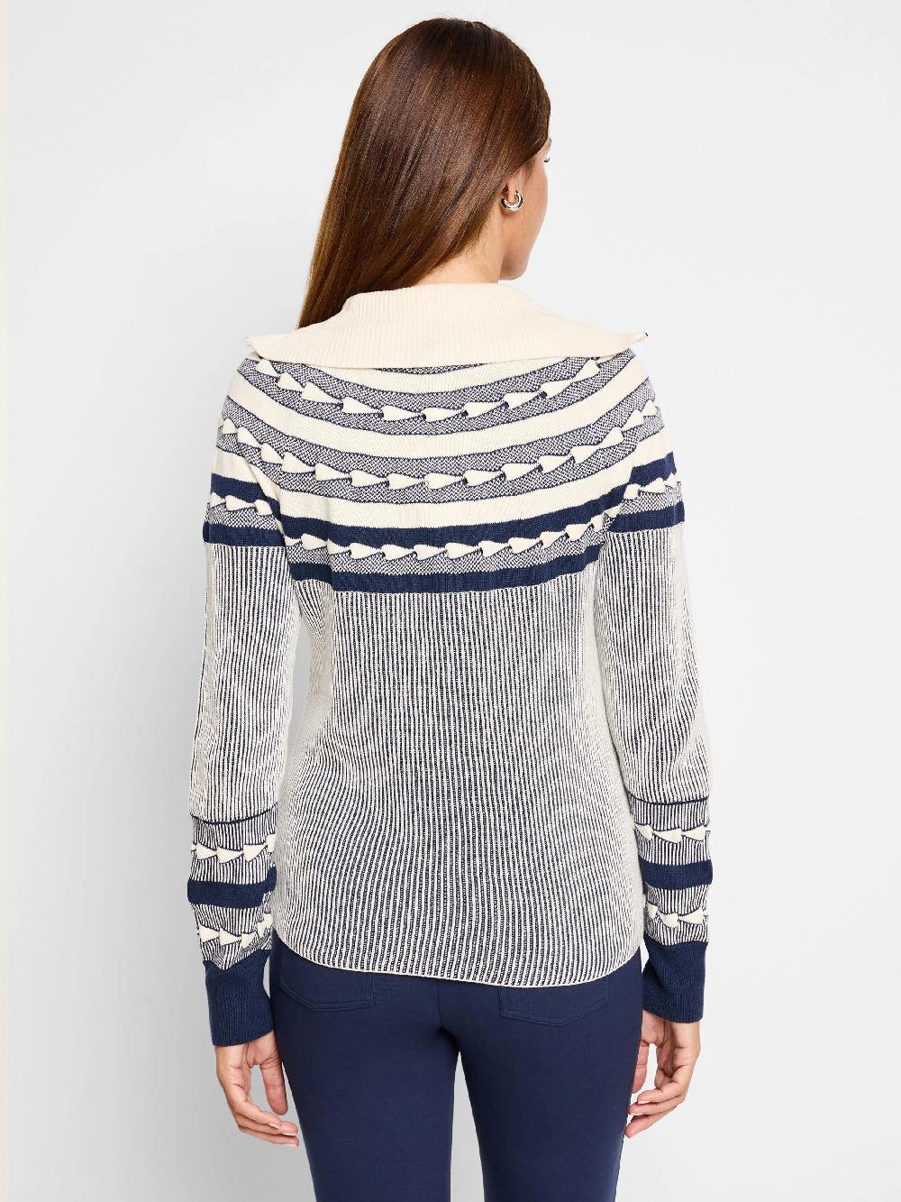 Nic Zoe Placed Fairisle Zip Front Cardigan
