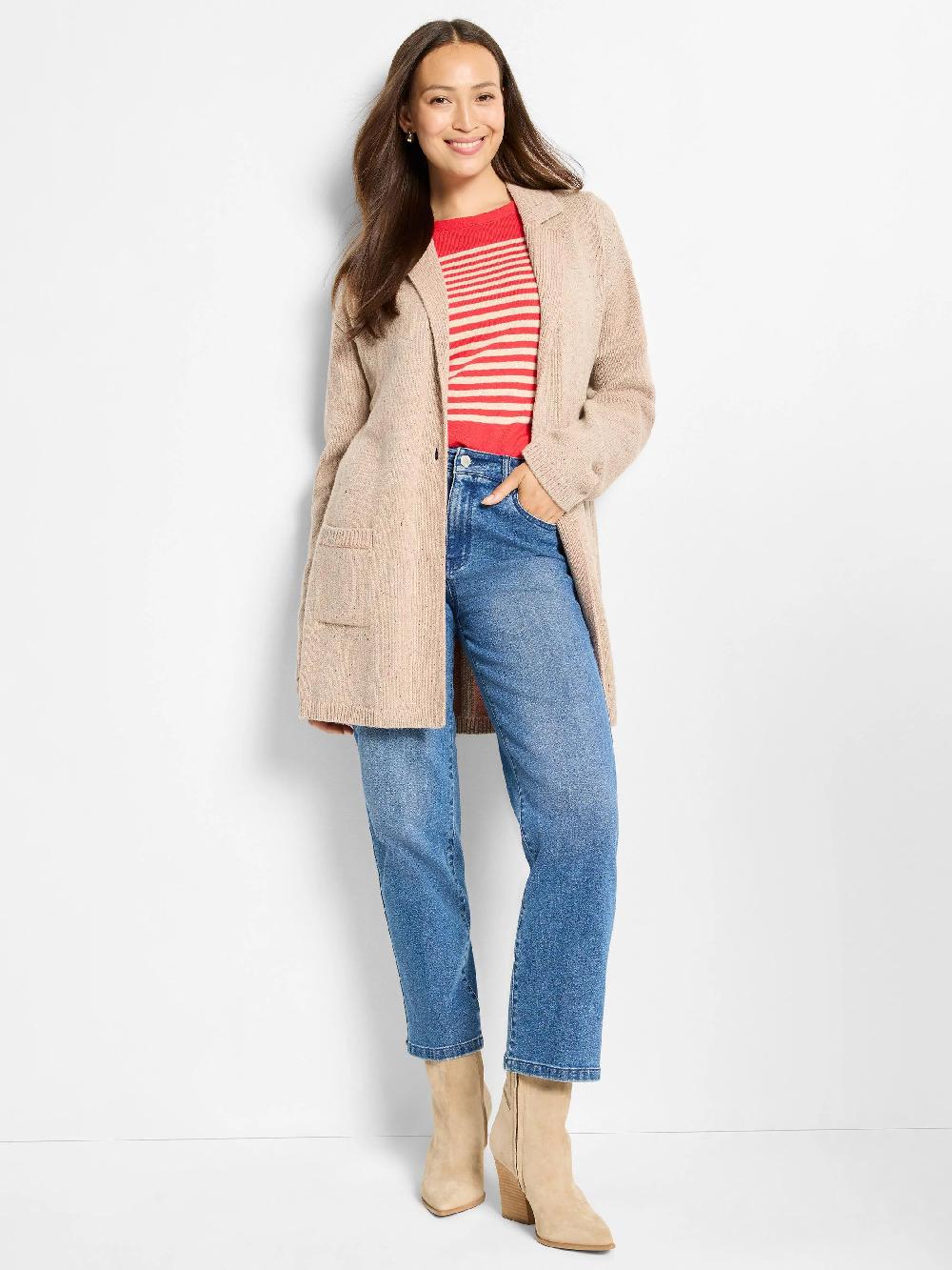 Nic Zoe Plaited Cardigan Coat