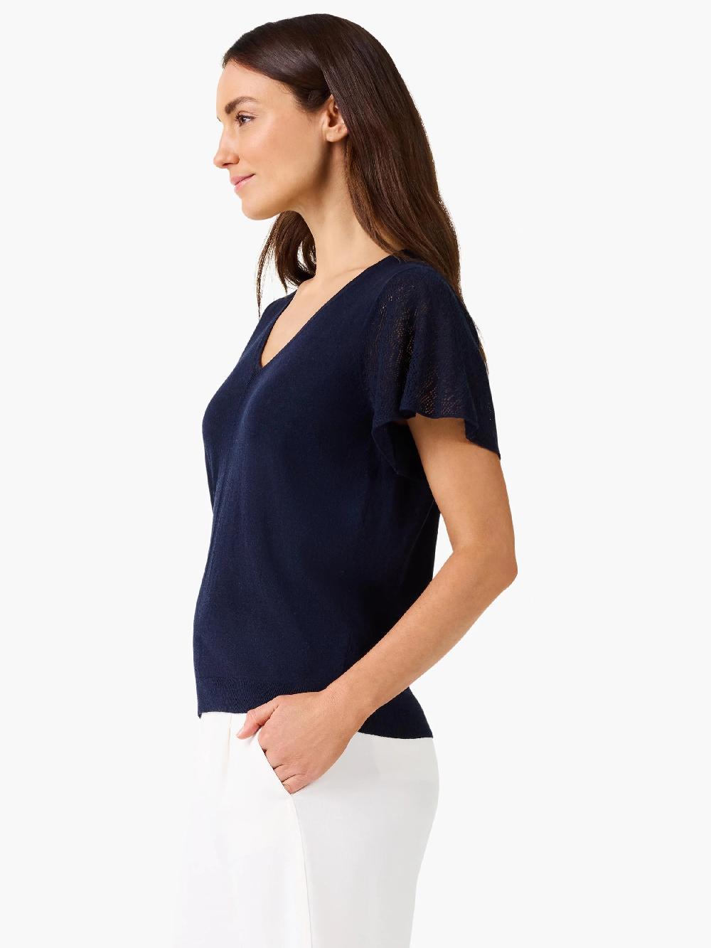 Nic Zoe Pointelle Sleeve Sweater