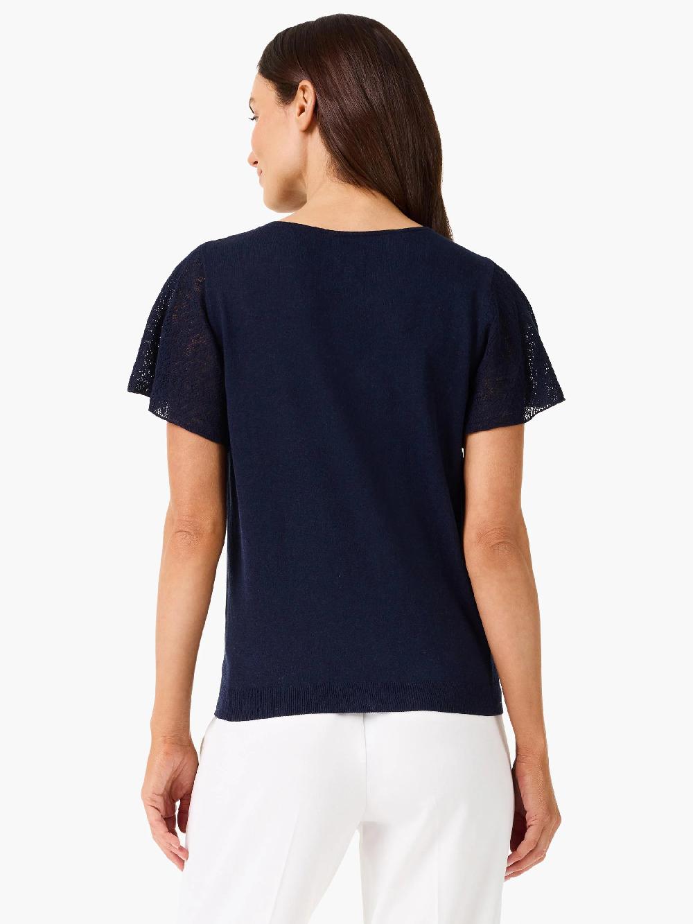 Nic Zoe Pointelle Sleeve Sweater