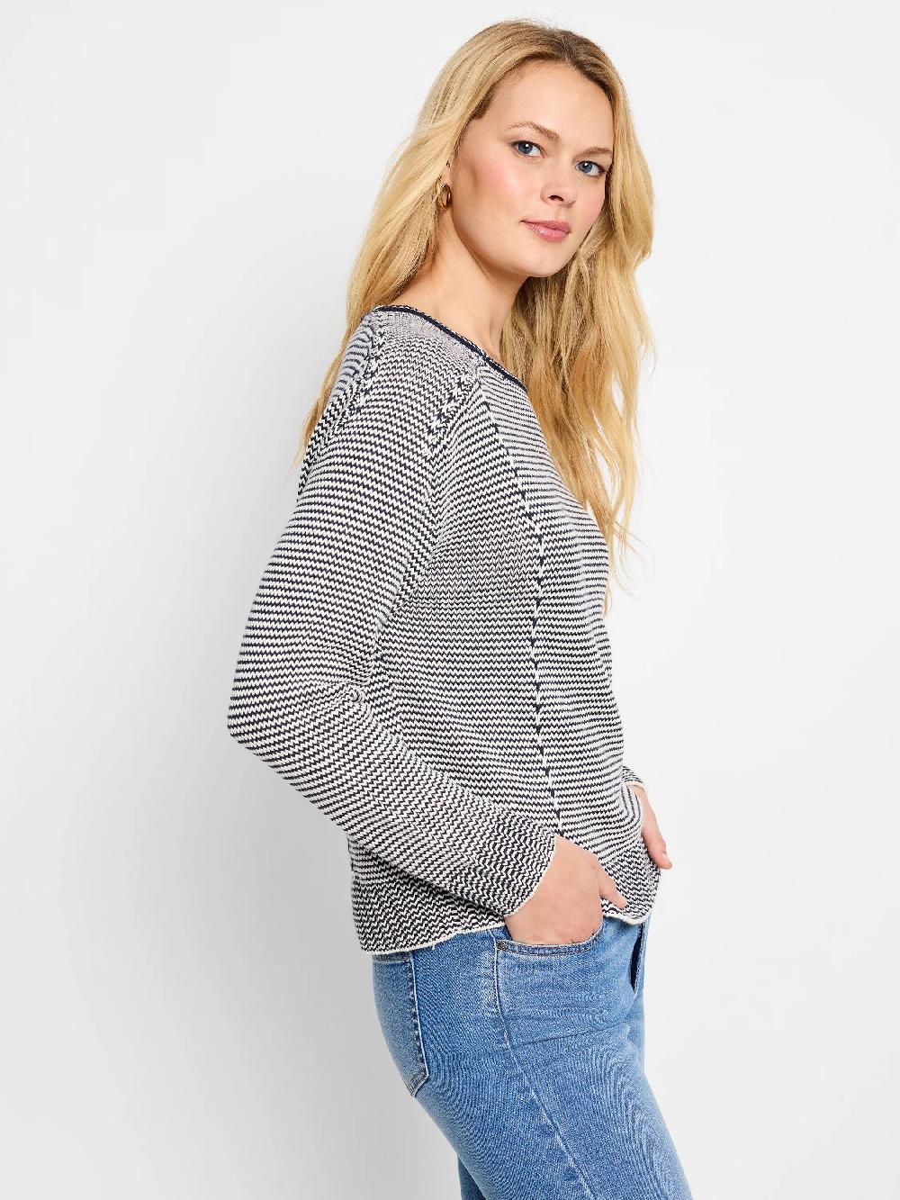Nic Zoe Seamed Cotton Cord Sweater