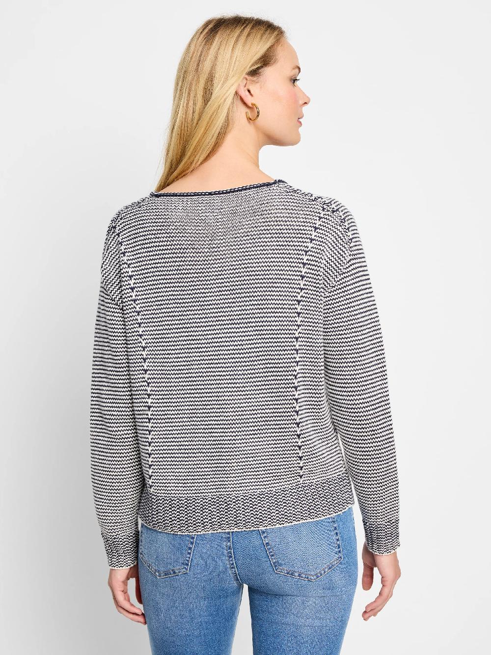 Nic Zoe Seamed Cotton Cord Sweater
