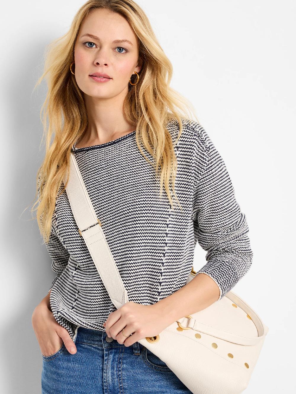 nic zoe Seamed Cotton Cord Sweater