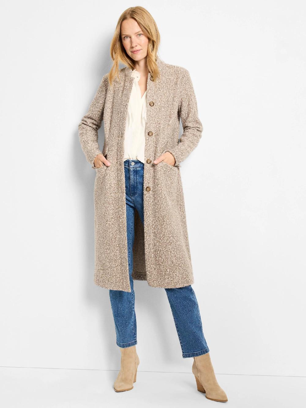 Nic Zoe Sherpa Tweed Knit Topcoat