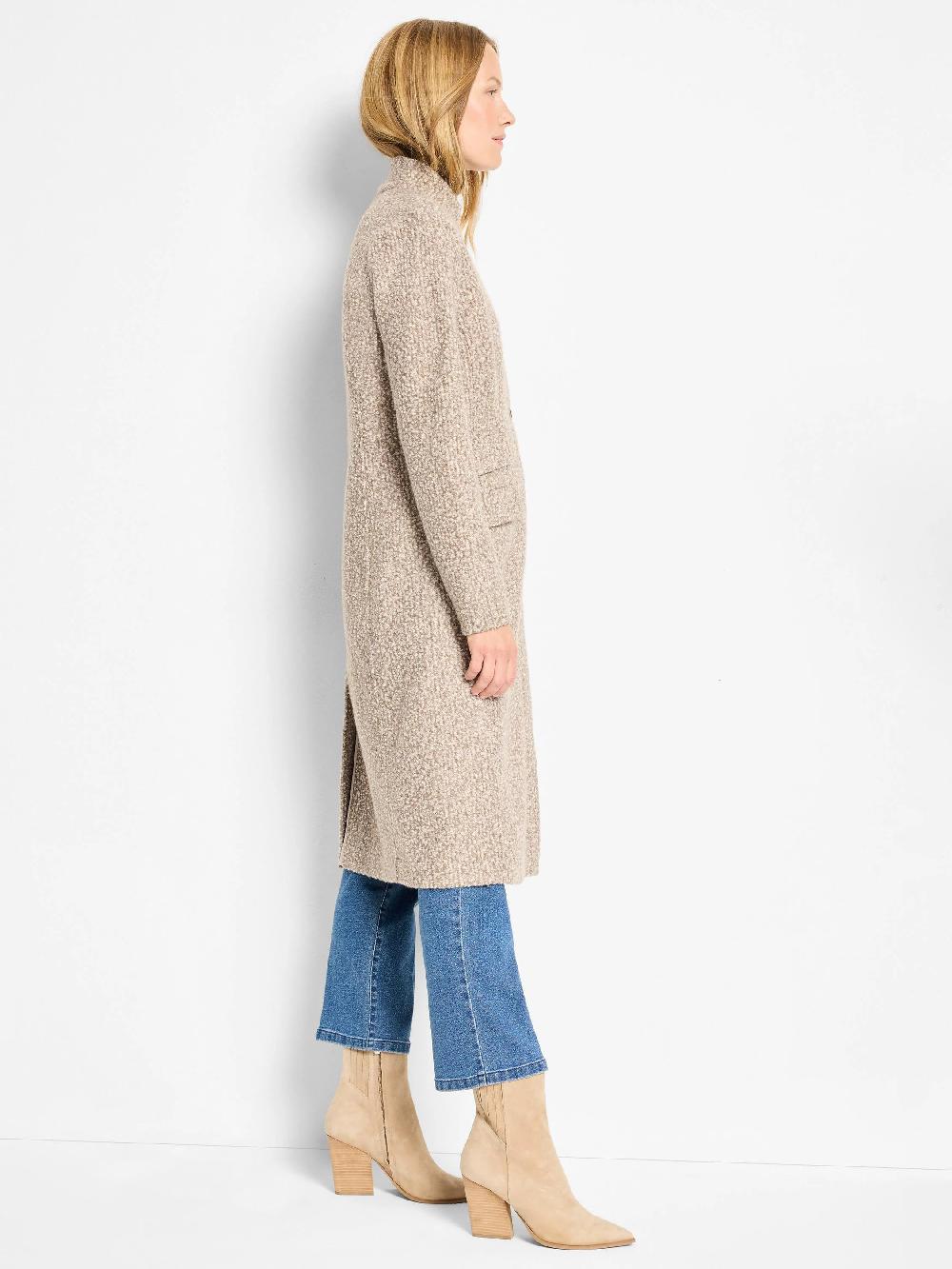 Nic Zoe Sherpa Tweed Knit Topcoat