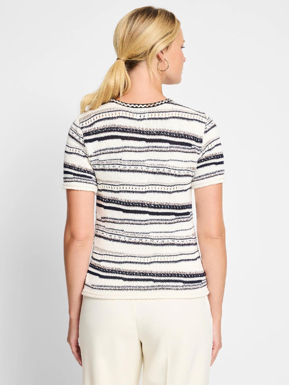 Nic Zoe Shoreline Mix Knit Sweater Tee