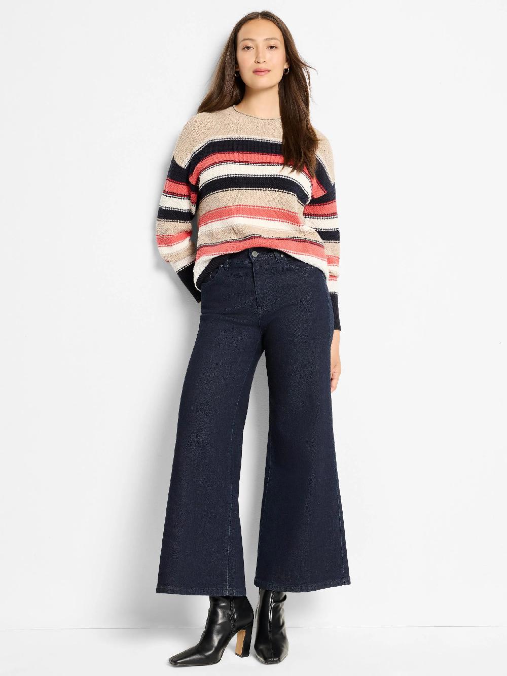 Nic Zoe Speckled Knit Striped Sweater