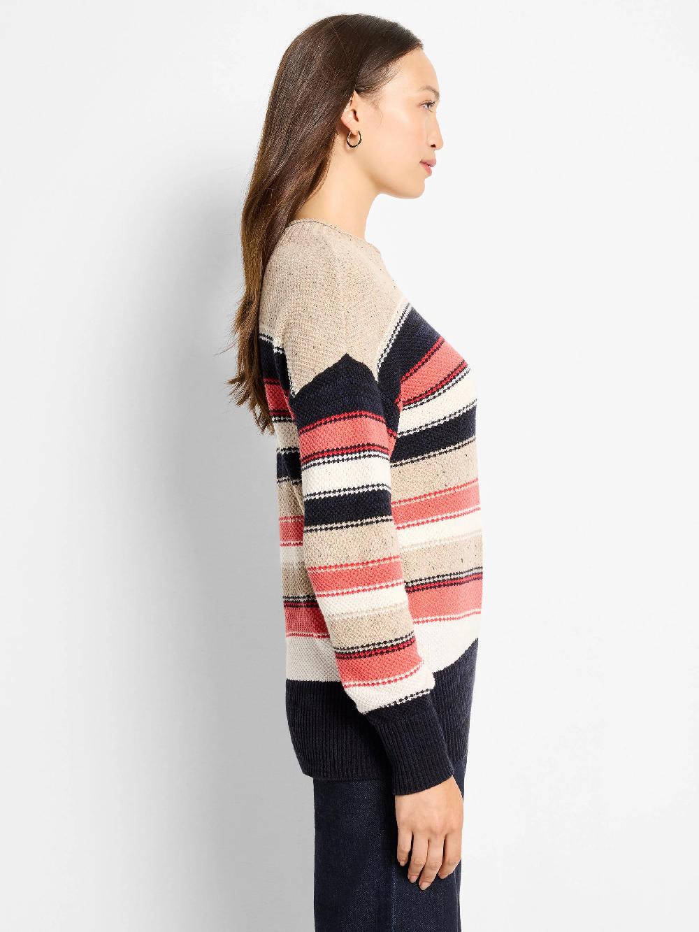 Nic Zoe Speckled Knit Striped Sweater