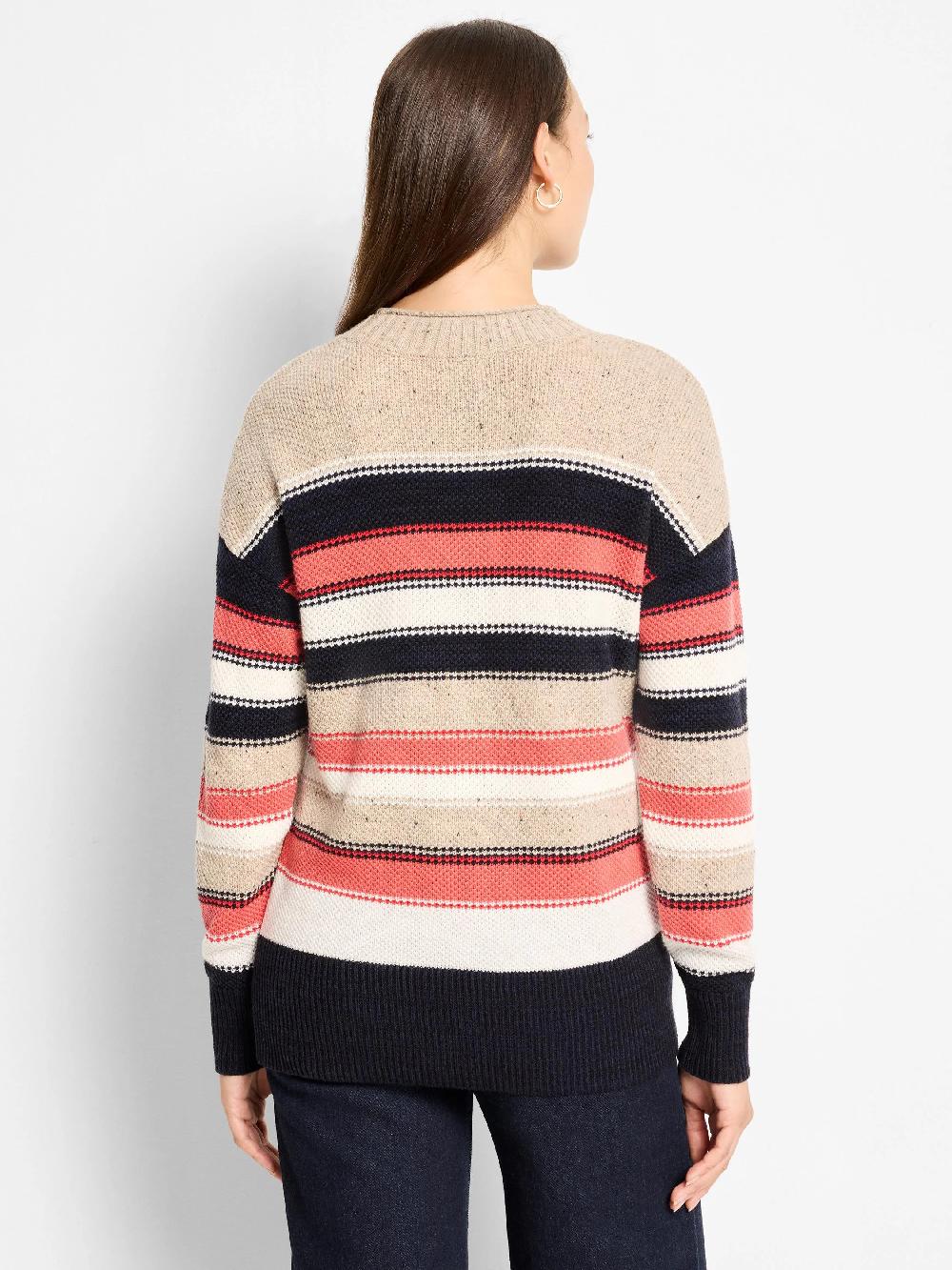 Nic Zoe Speckled Knit Striped Sweater