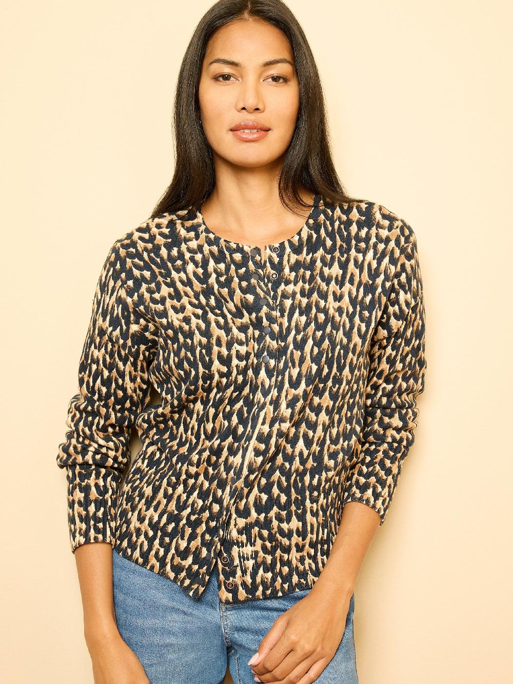 nic zoe Stitch Print Snap It Up Cardigan