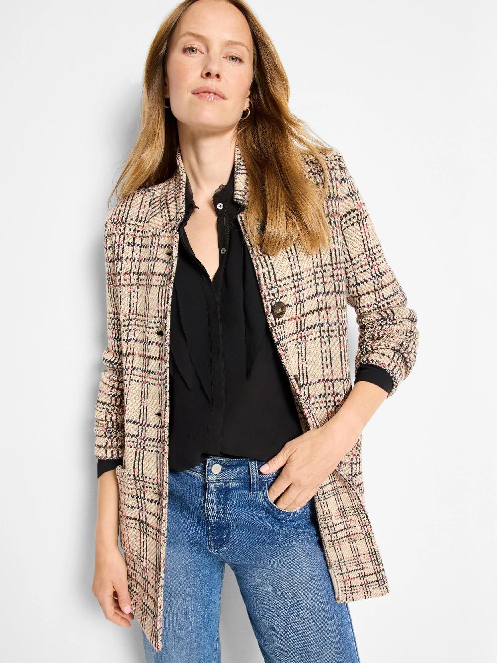 Nic Zoe Stitchy Plaid Knit Blazer
