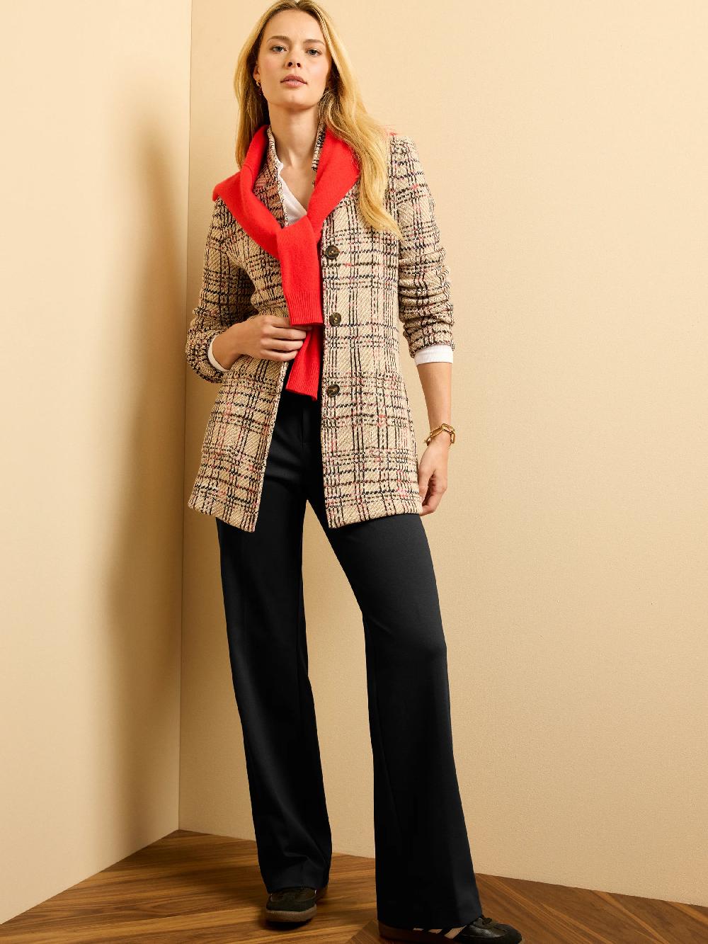 nic zoe Stitchy Plaid Knit Blazer