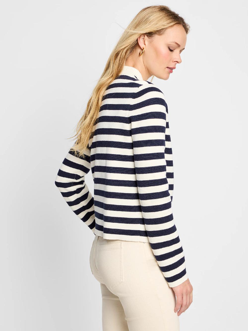 Nic Zoe Stripe Knit Bomber Jacket