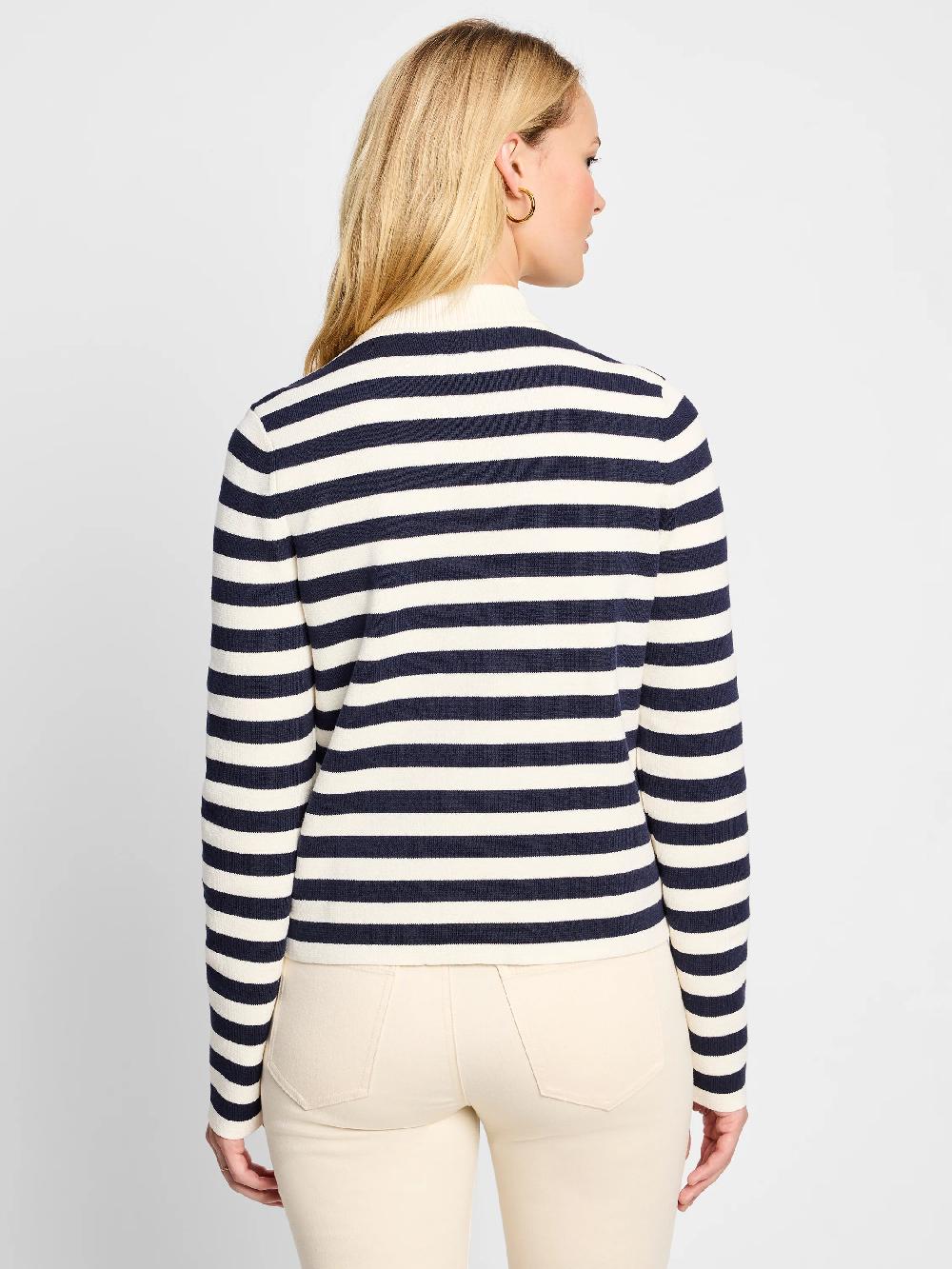 Nic Zoe Stripe Knit Bomber Jacket
