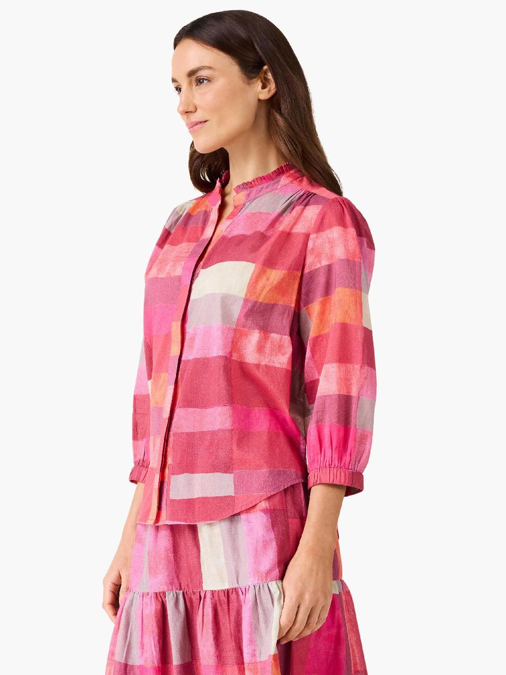 Nic Zoe Sunset Plaid Cotton Girlfriend Shirt