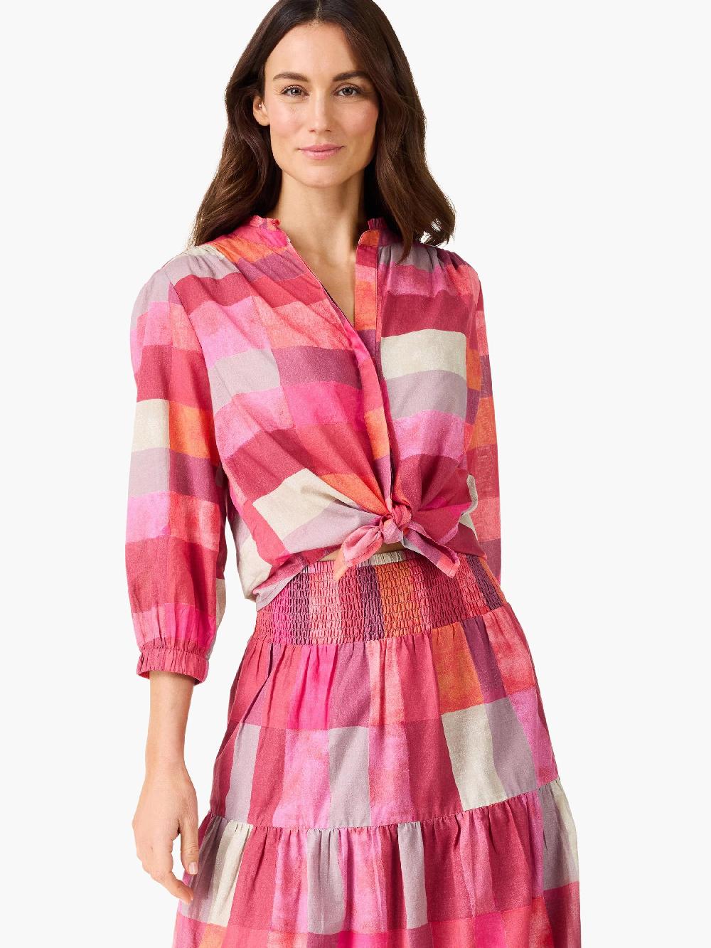 nic zoe Sunset Plaid Cotton Girlfriend Shirt