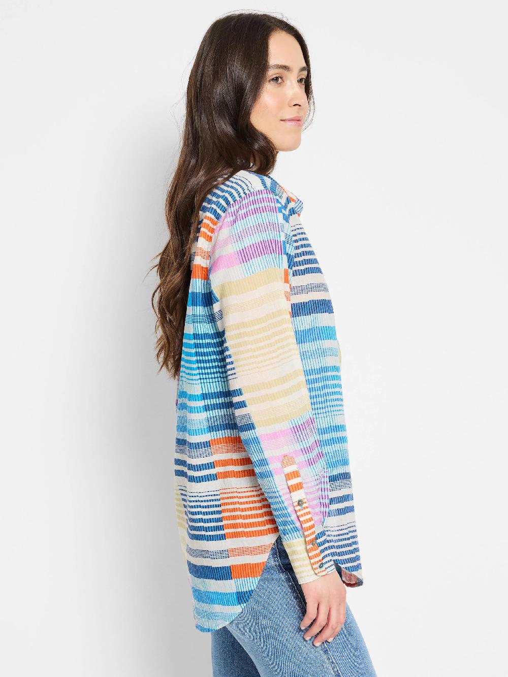 Nic Zoe Sunset Stripe Cotton Boyfriend Shirt
