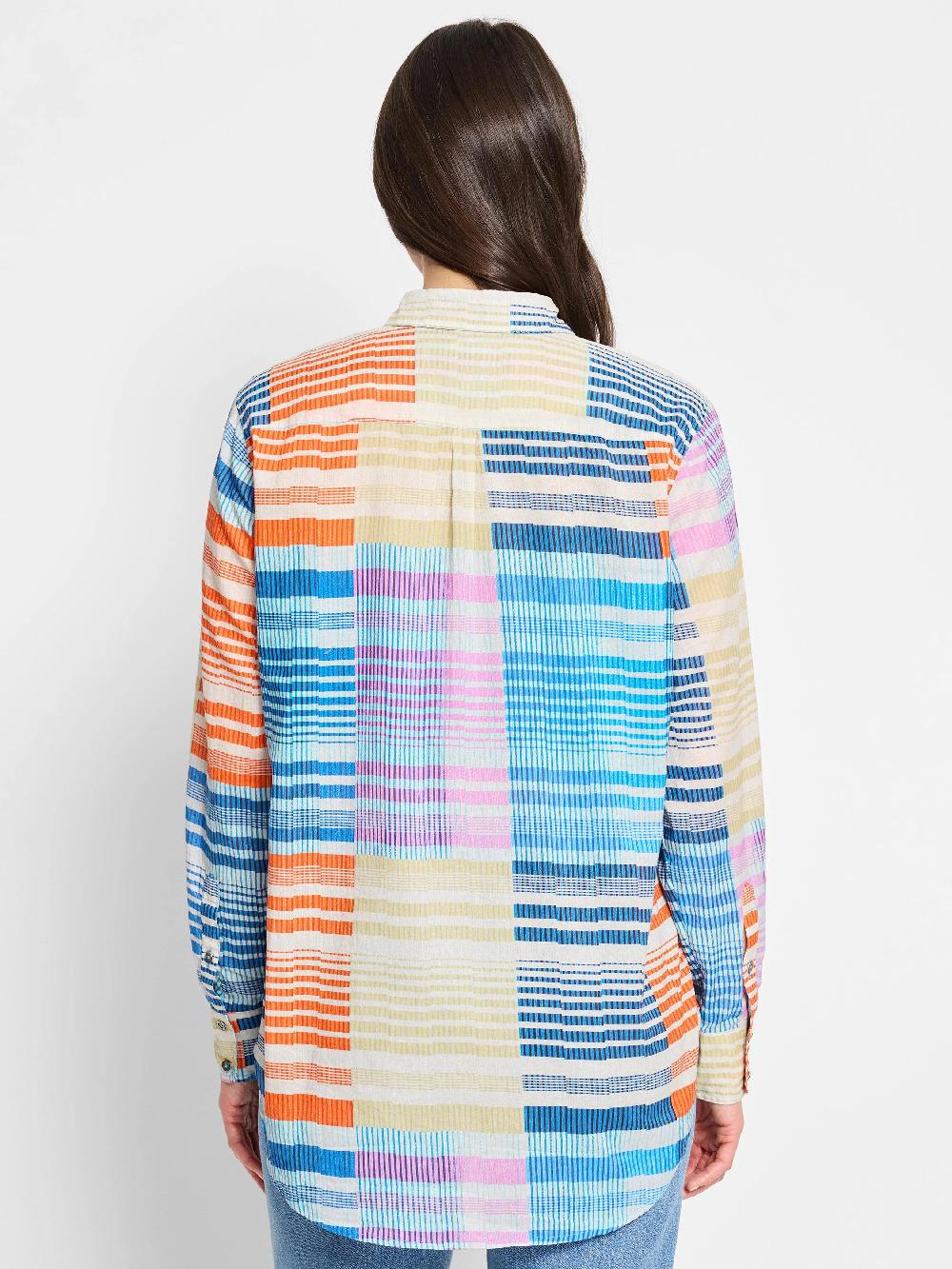 Nic Zoe Sunset Stripe Cotton Boyfriend Shirt