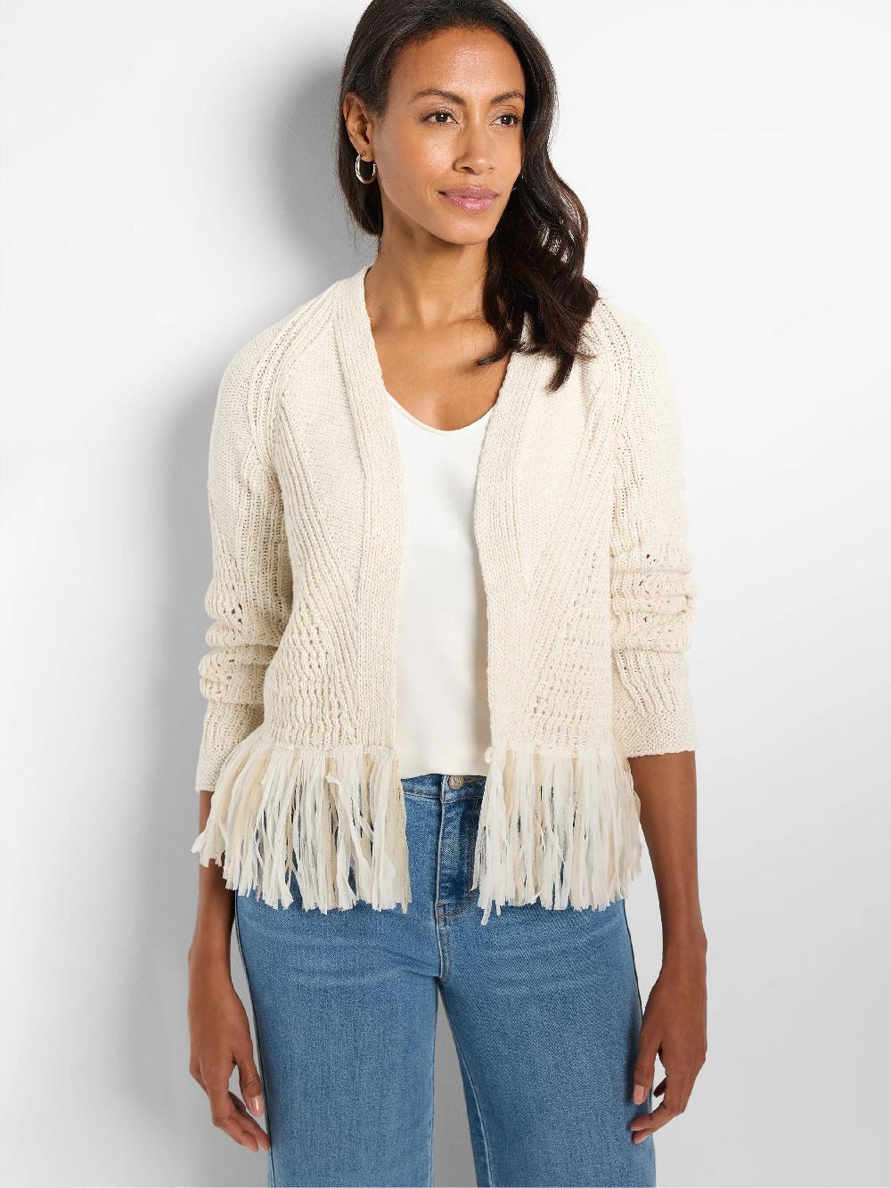 nic zoe Tape Fringe Cardigan