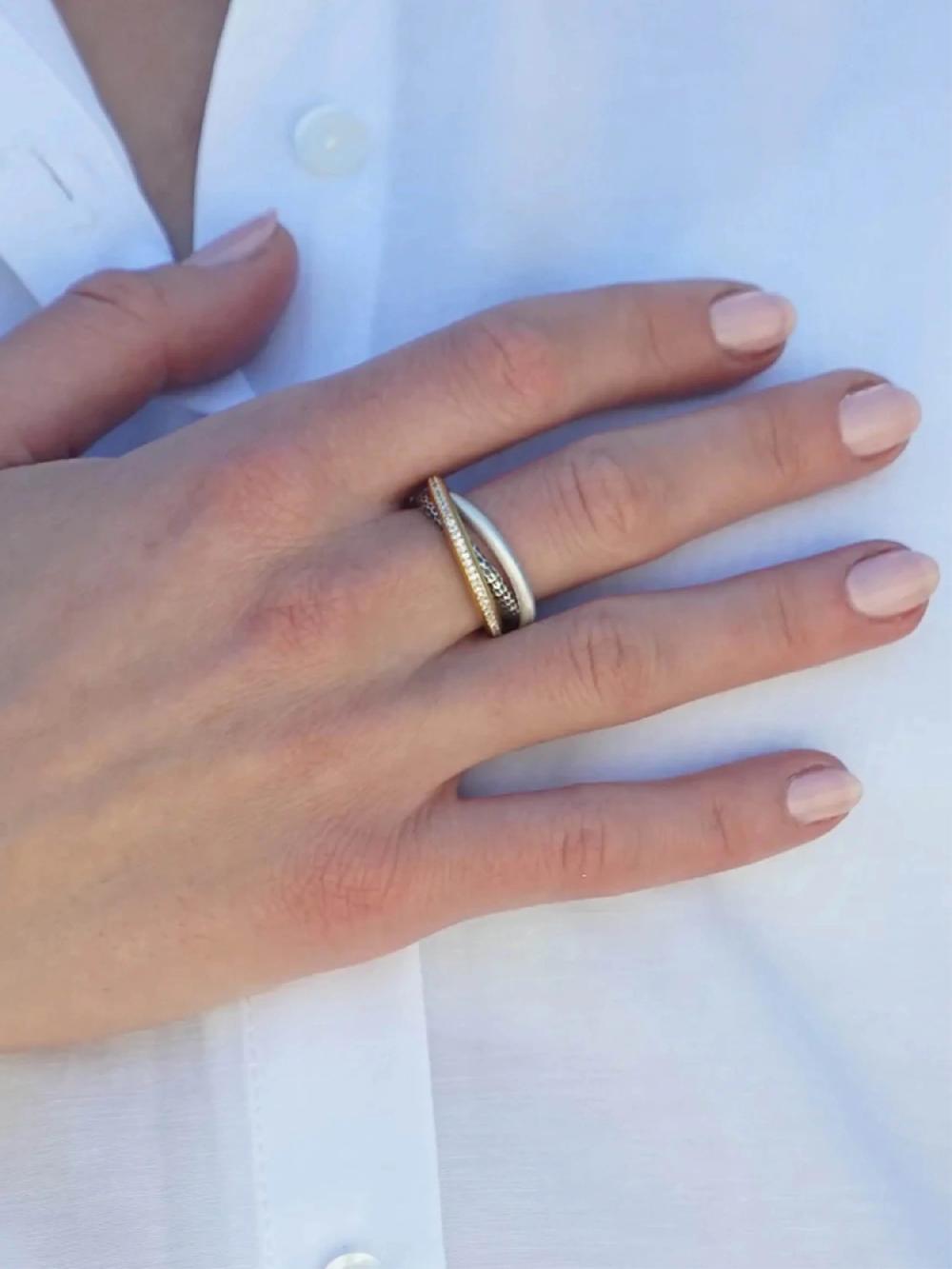 Nic Zoe Tat2 Designs Mixed Metal Trinity Ring