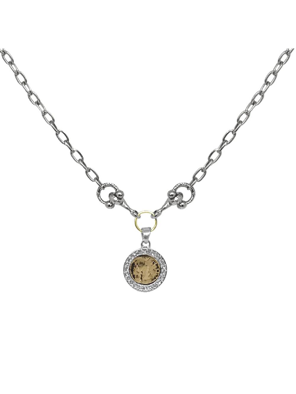 Nic Zoe Tat2 Designs Silver Coin & Horsebit Necklace