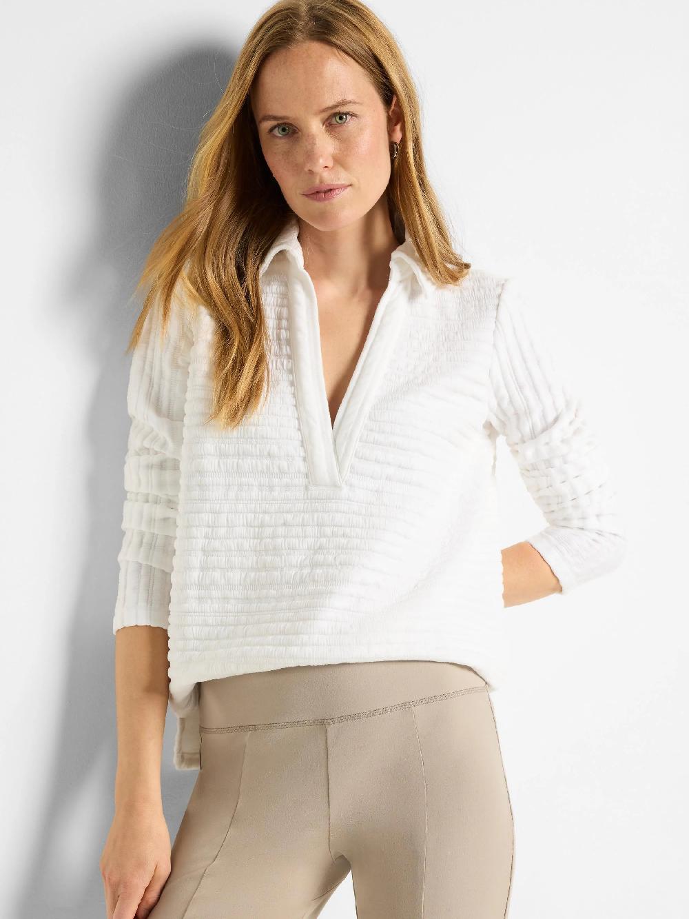 nic zoe Textured Stripe Polo Top