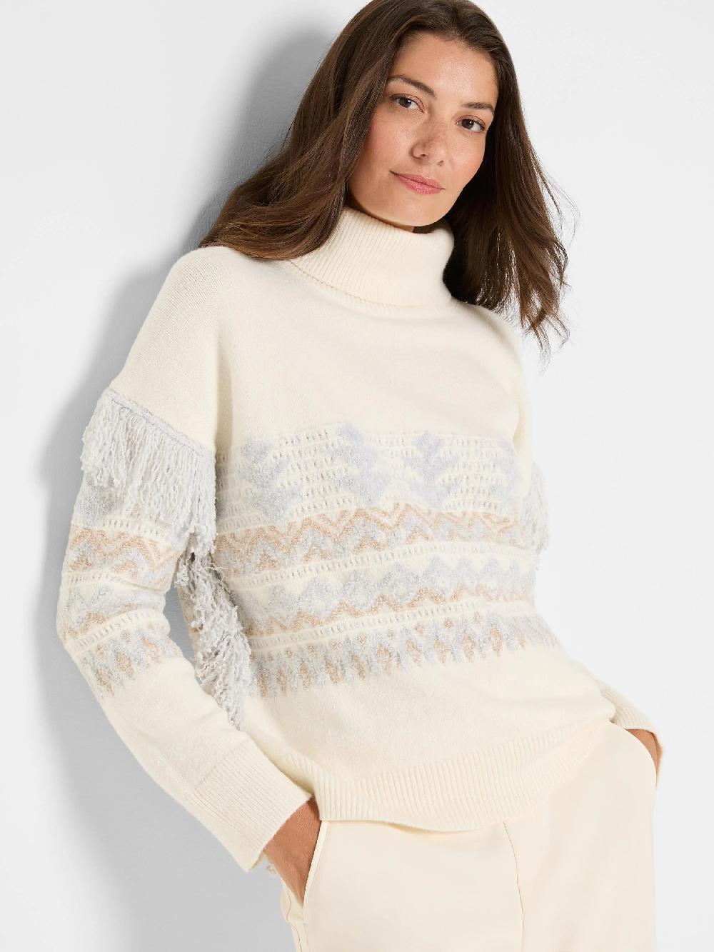 Nic Zoe Trimmed Fringe Sweater