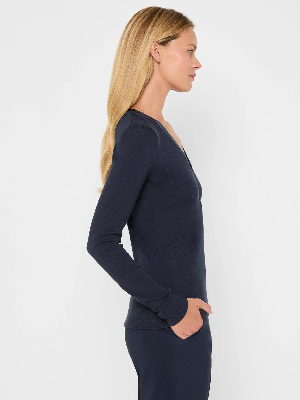 Nic Zoe Trimmed Perfect Knit Rib V-Neck Top