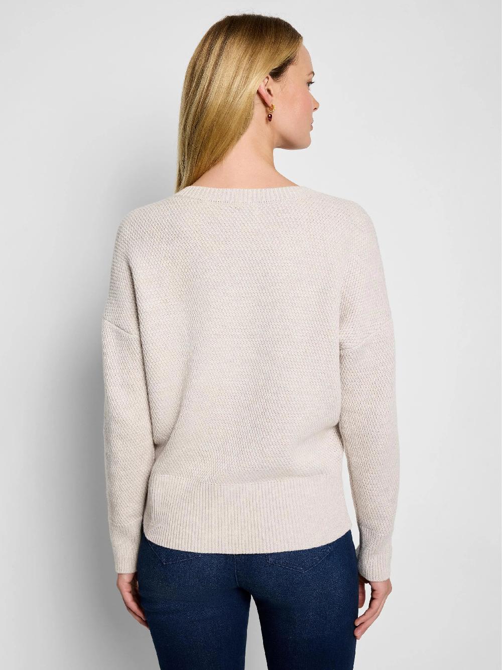 Nic Zoe Tuck Stitch V-Neck Sweater