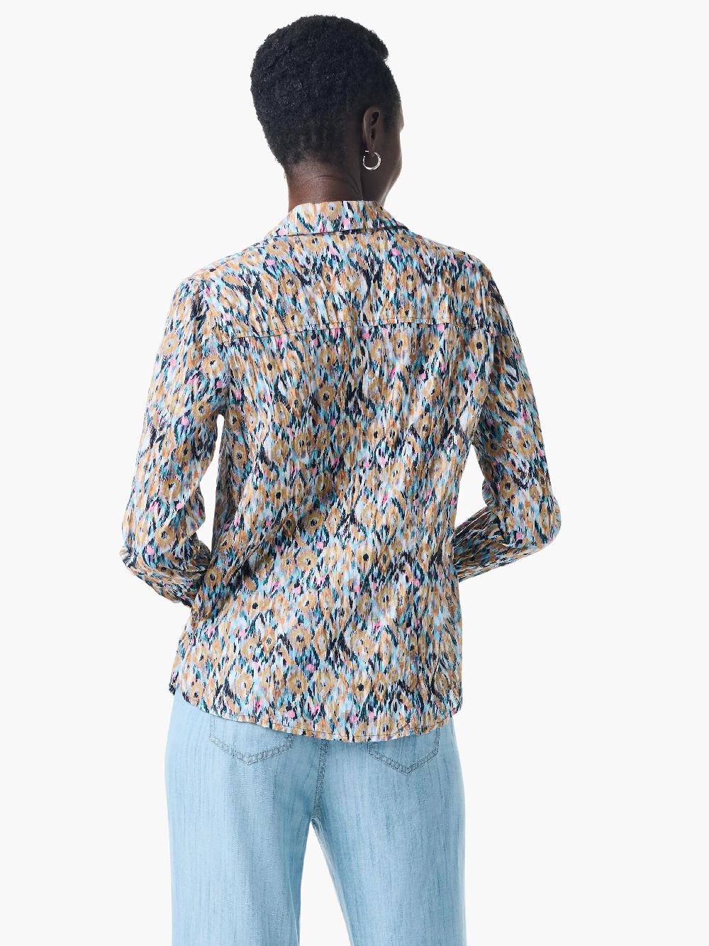 Nic Zoe Up Beat Ikat Crinkle Shirt