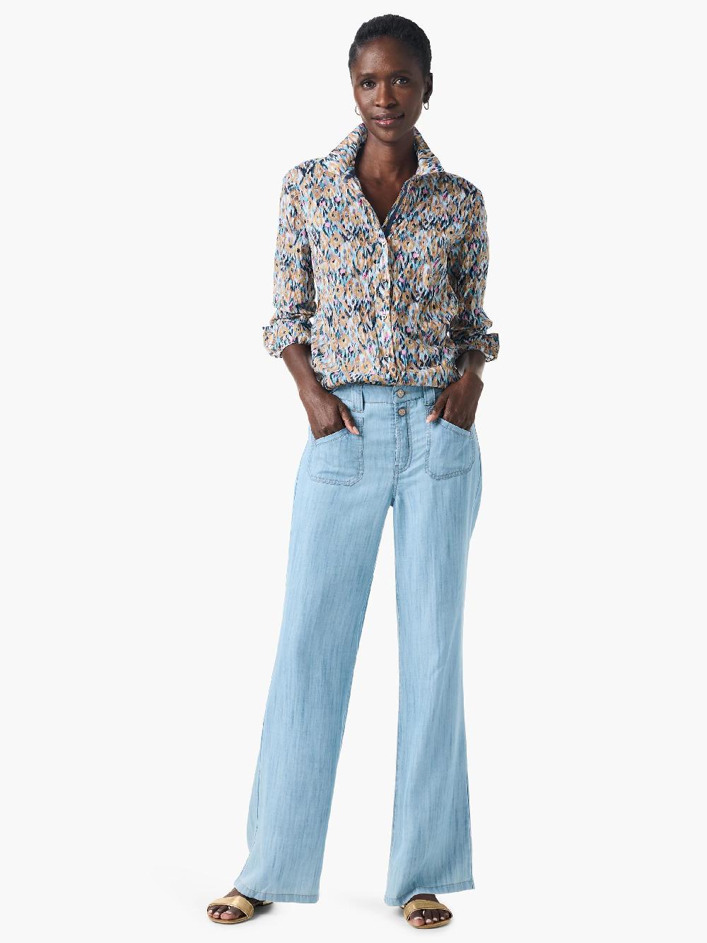 Nic Zoe Up Beat Ikat Crinkle Shirt