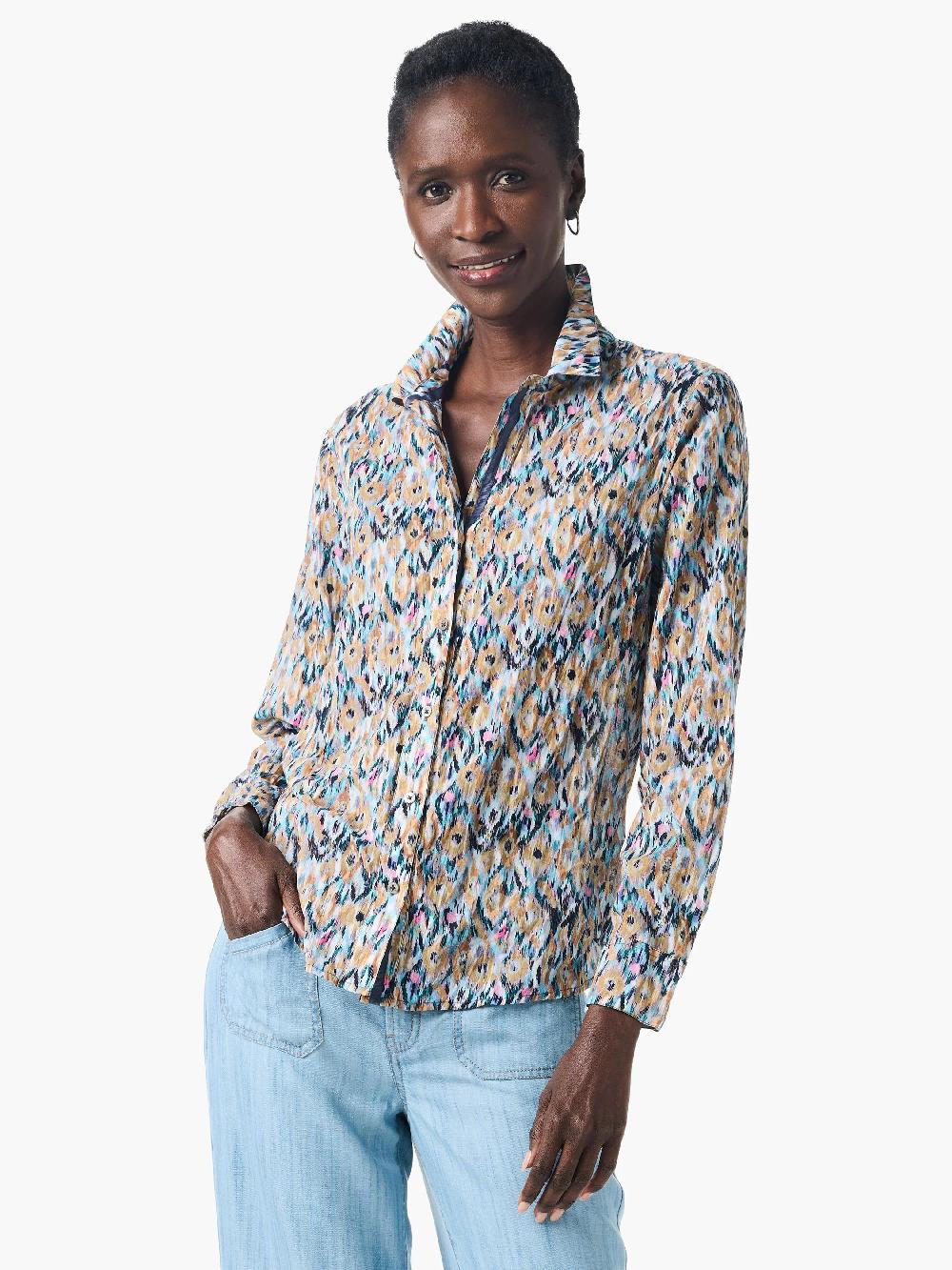 nic zoe Up Beat Ikat Crinkle Shirt