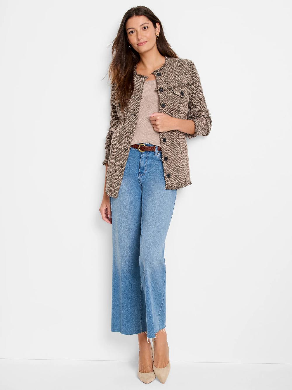 Nic Zoe Utility Fringe Mix Knit Jacket