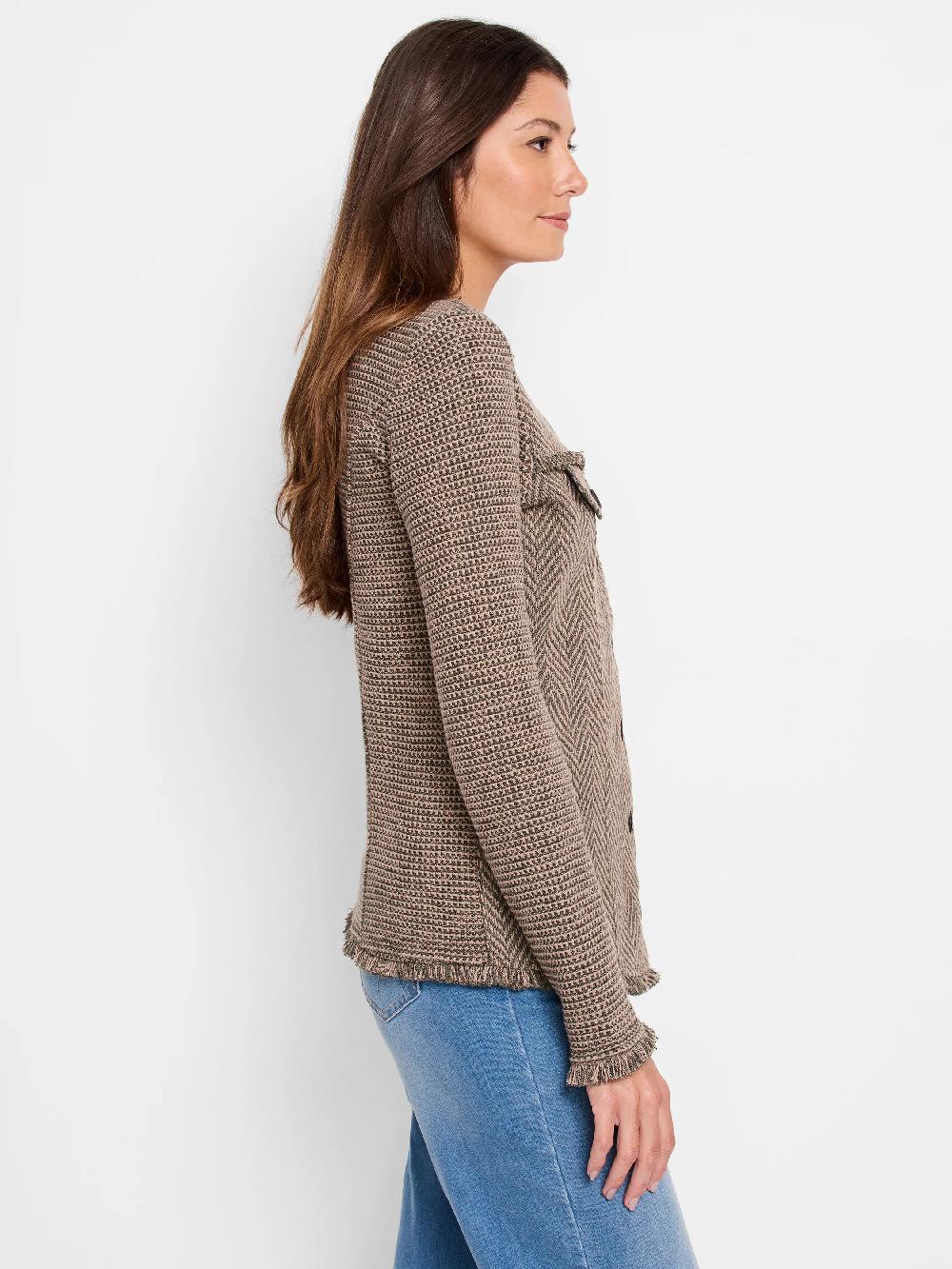 Nic Zoe Utility Fringe Mix Knit Jacket