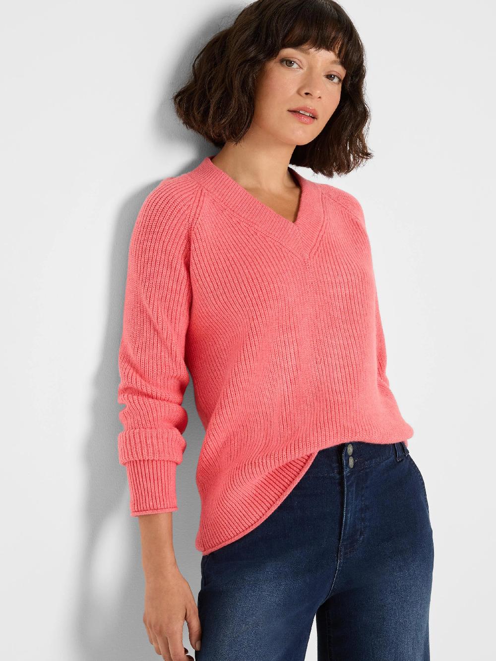 nic zoe V-Neck Shaker Stitch Sweater