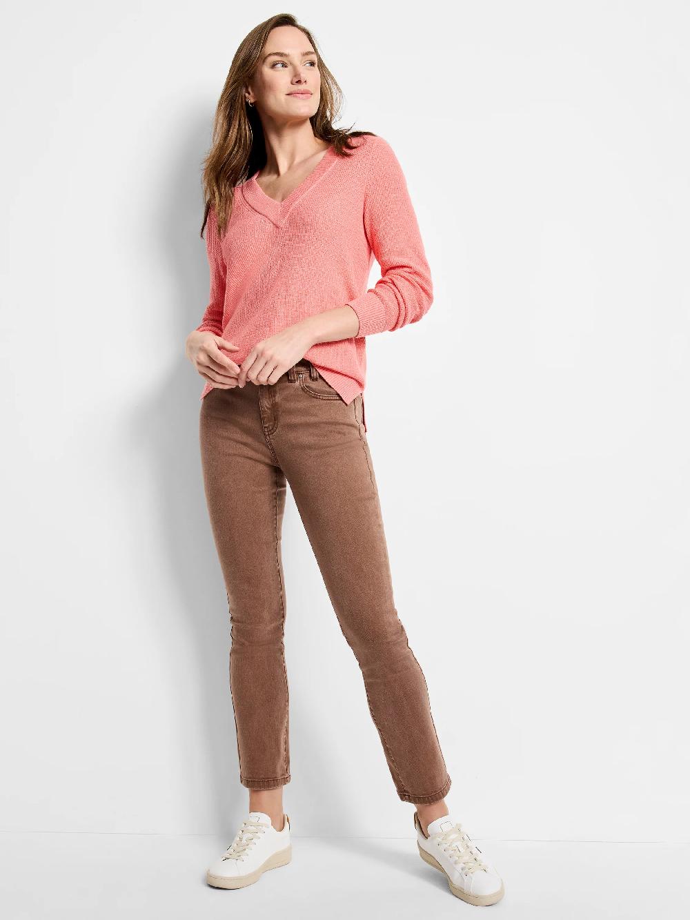 Nic Zoe Waffle Stitch V-Neck Sweater