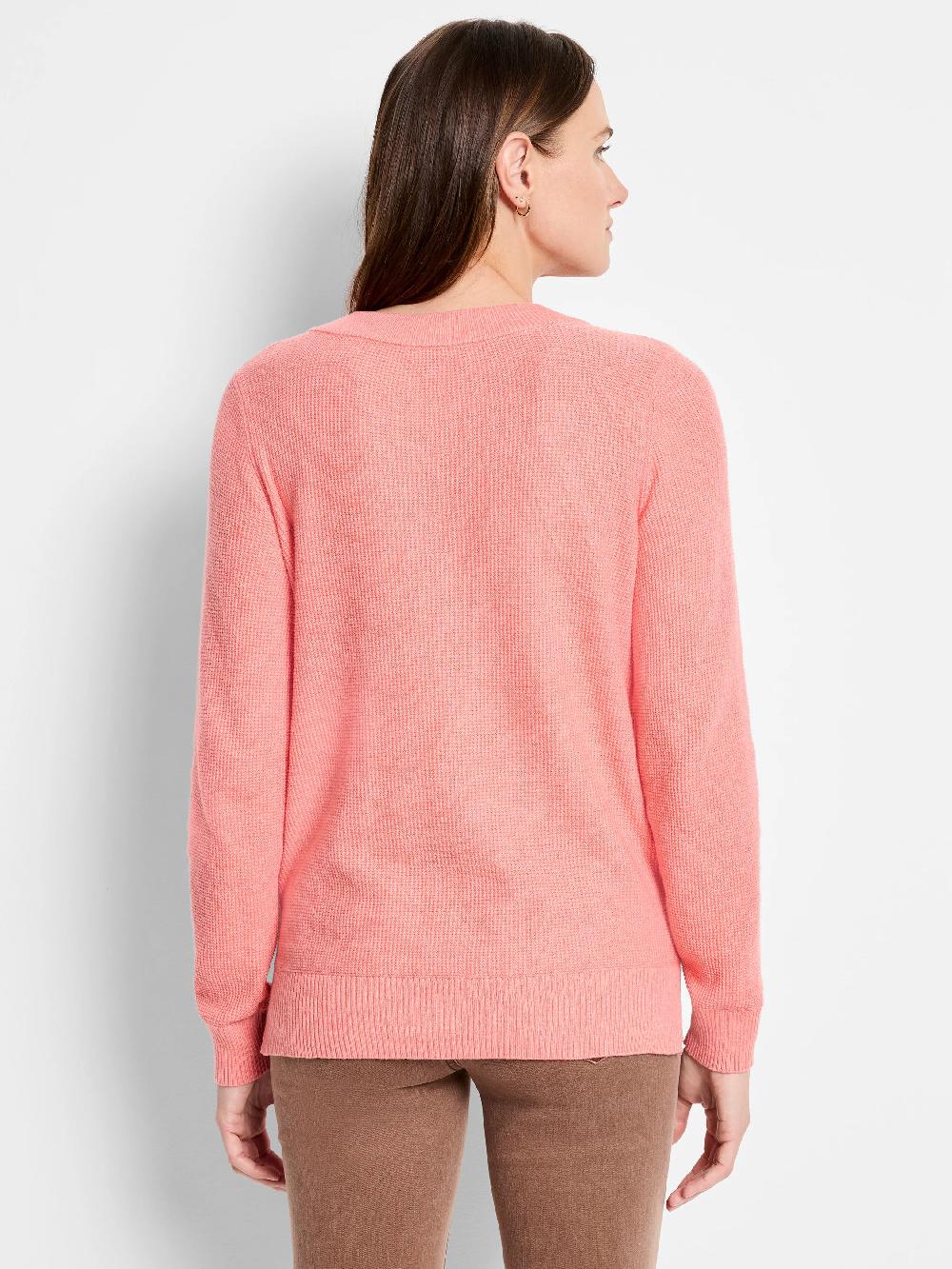 Nic Zoe Waffle Stitch V-Neck Sweater